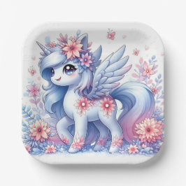 Plato De Papel Pastel Cute Unicorn Baby Shower