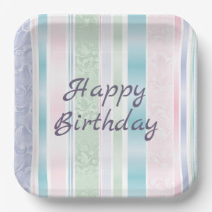 Plato De Papel Pastel Damask Para Cumpleaños