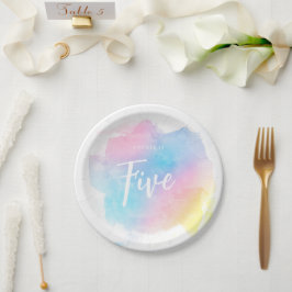 Plato De Papel Pastel de agua arcoiris
