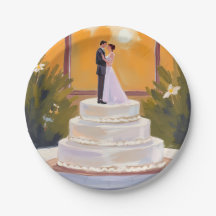 Pastel de Boda Novia y Novio Morena Acuarela