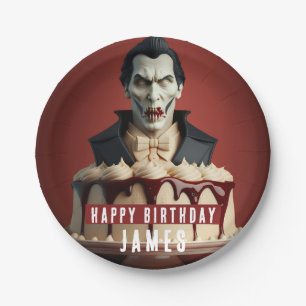 Plato De Papel Pastel de crema con temática de vampiros de Drácul