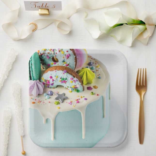 Plato De Papel Pastel de cumpleaños (Boda)
