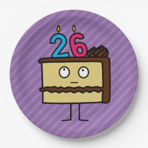 Plato De Papel Pastel de cumpleaños 26 con placas de papel para v
