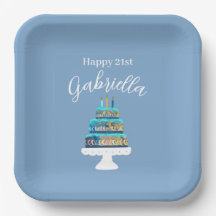 Pastel de cumpleaños azul personalizado