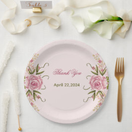 Plato De Papel Pastel de Cumpleaños Doble Articulado Gemelo Rosa