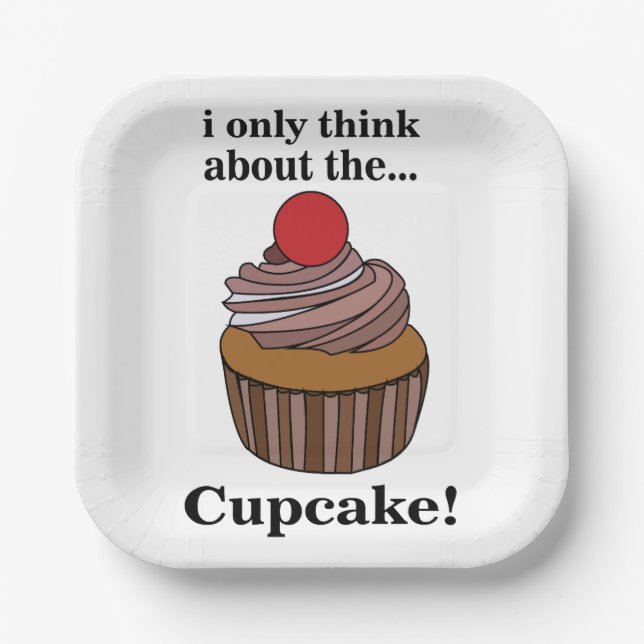 Plato De Papel Pastel De Cupakes Solo Pienso En El Fiesta De Cupa (Anverso)