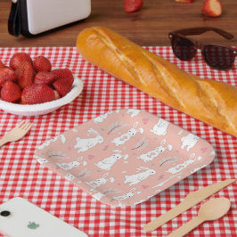 Plato De Papel Pastel de Fiesta de conejo de Pascua