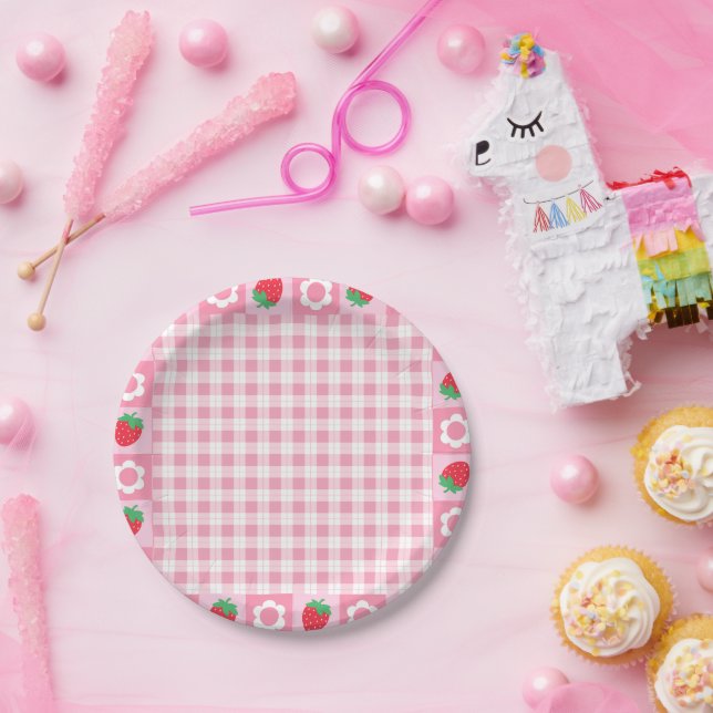 Plato De Papel Pastel de fiesta de cumpleaños de Berry rosa y roj (Fiesta)