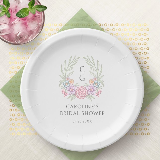 Plato De Papel Pastel de Flor Silvestre Flor Bridal Shower (Subido por el creador)