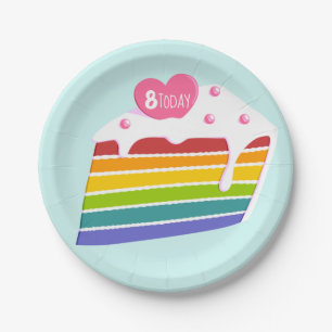 Plato De Papel Pastel de la capa arcoiris en la edad de los niño