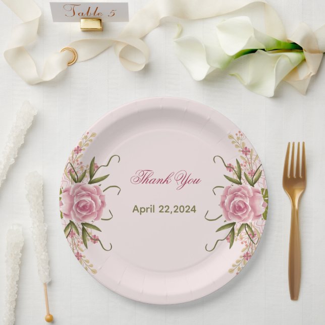 Plato De Papel Pastel Doble articulación rosa doble cumpleaños Gr (Boda)