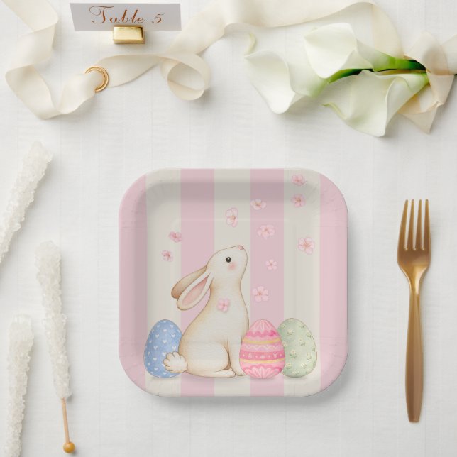Plato De Papel Pastel Easter Bunnies, Egg, and Chiks Paper Plates (Boda)