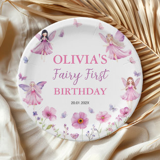 Plato De Papel Pastel Fairy Floral Magical Garden Birthday