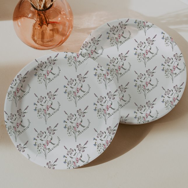 Plato De Papel Pastel Flor Silvestre (Pastel Wildflower Paper Plates by Painted Paperie
)