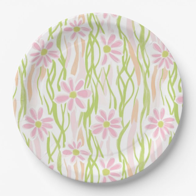 Plato De Papel Pastel Floral Retro (8) (Anverso)