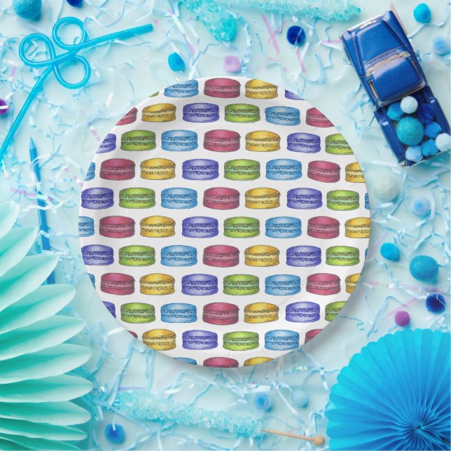 Plato De Papel Pastel francés Macaron Cookie Pastry Shower (Fiesta)