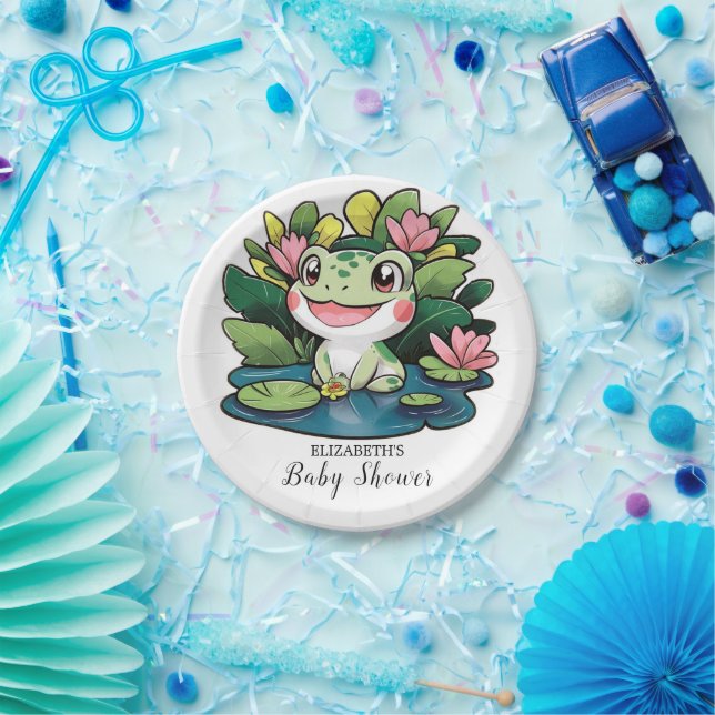 Plato De Papel Pastel Frog Baby Shower (Fiesta)