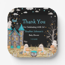 Plato De Papel Pastel Halloween Pequeño Boo Boy Baby Shower