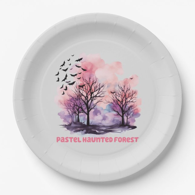 Plato De Papel Pastel Haunted Forest (Anverso)