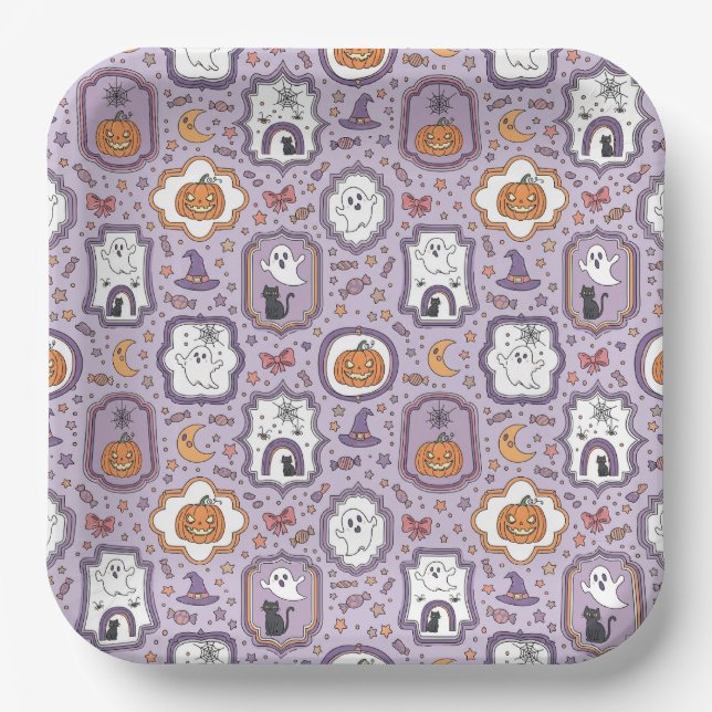 Plato De Papel Pastel Haunts & Whimsical Spirits (Anverso)