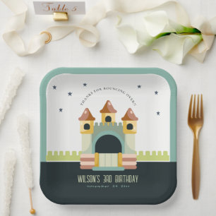 Plato De Papel Pastel Jumping Castle Saltar y Jugar Niños Cumplea