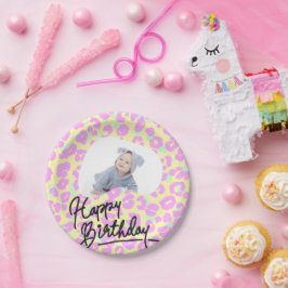 Plato De Papel Pastel Leopard personalizado Imprimir Feliz Cumple