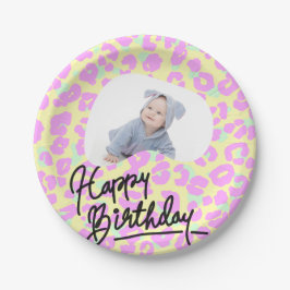 Plato De Papel Pastel Leopard personalizado Imprimir Feliz Cumple