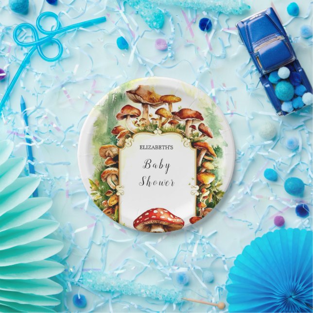 Plato De Papel Pastel Little Mushroom Baby Shower (Fiesta)