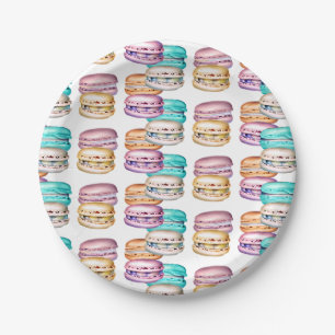 Plato De Papel Pastel Macaron Cookie Fiesta de Cumpleaños Temátic