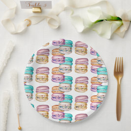 Plato De Papel Pastel Macaron Cookie Fiesta de Cumpleaños Temátic