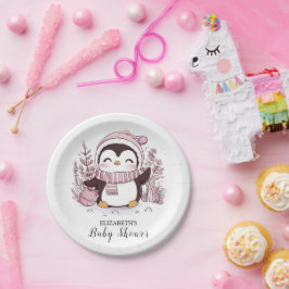 Plato De Papel Pastel Magical Penguin Baby Shower