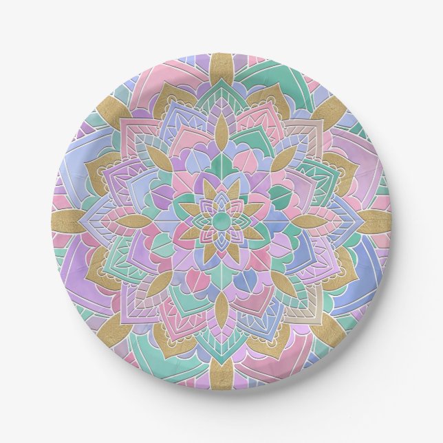 Plato De Papel Pastel Mandala II (Anverso)