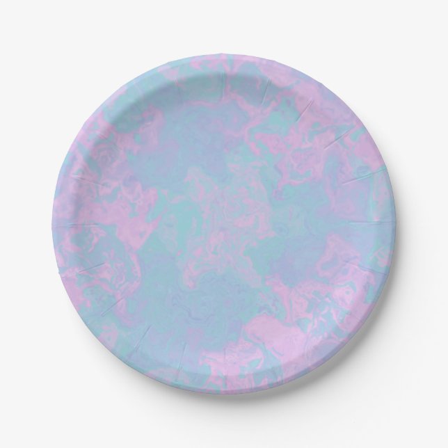 Plato De Papel Pastel Marmorizado (Anverso)