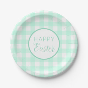Plato De Papel Pastel Mint Green Happy Easter Plastre