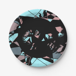 Plato De Papel Pastel Negro Azul Rosa Gris abstracto