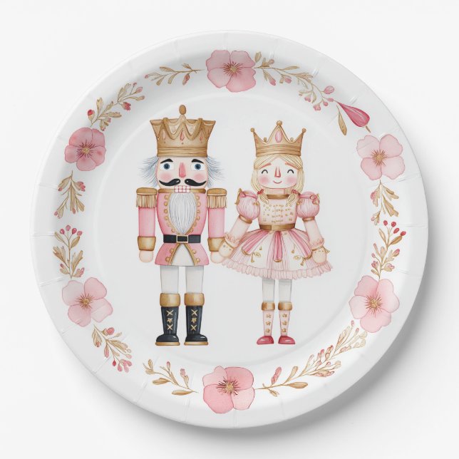 Plato De Papel Pastel Nutcracker Ballet Christmas Paper Plates (Anverso)