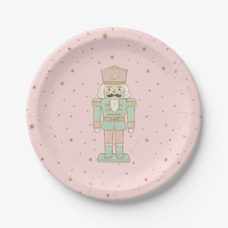 Plato De Papel "Pastel Nutcracker Party Plate – Whimsical Holiday