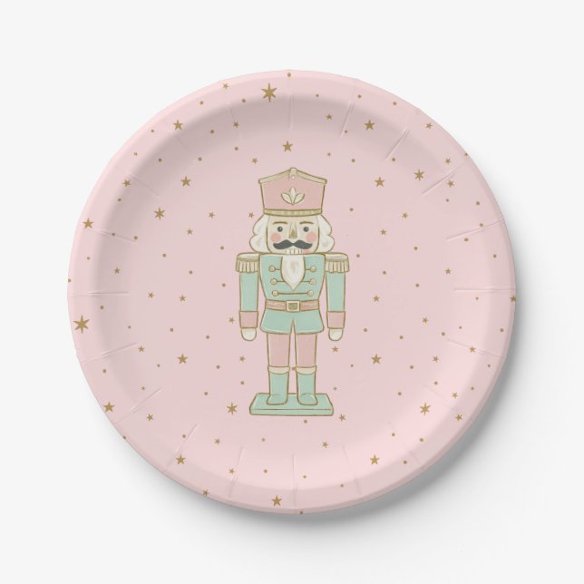 Plato De Papel "Pastel Nutcracker Party Plate – Whimsical Holiday (Anverso)