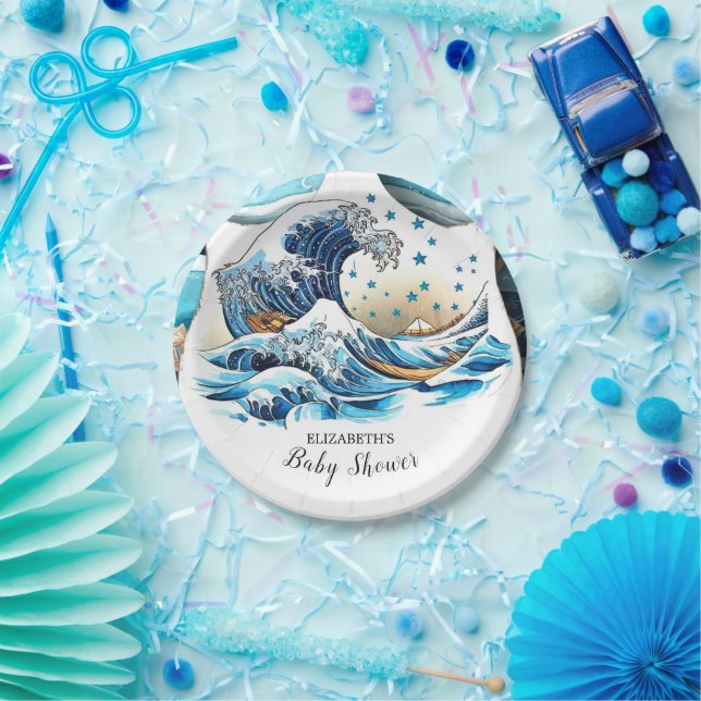 Plato De Papel Pastel Ocean Waves Baby Shower (Fiesta)
