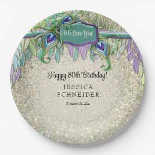 Plato De Papel Pastel Peacock Art Nouveau Birday Paper Placa