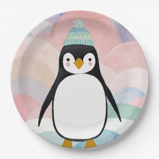 Plato De Papel Pastel Penguin Peak