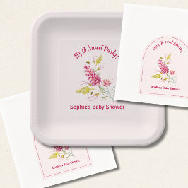 Plato De Papel Pastel Pink Bumble Bee Hot Pink Florals