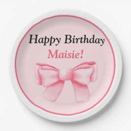 Plato De Papel pastel pink paper plate with bow