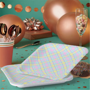 Plato De Papel Pastel plaid