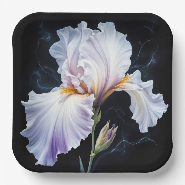 Plato De Papel Pastel Purple Iris Blossom (Anverso)