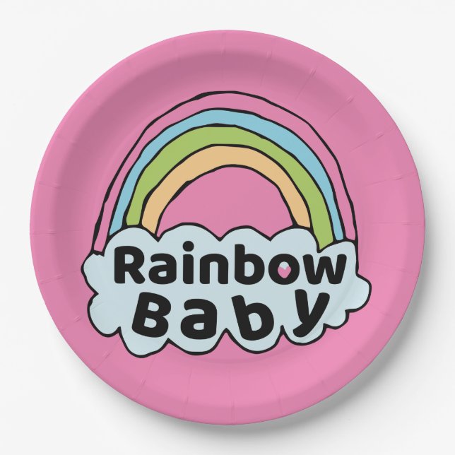 Plato De Papel Pastel Rainbow Baby Birth Blessing Birth Miracle (Anverso)