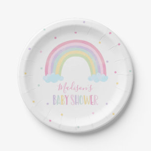 Plato De Papel Pastel Rainbow Baby Shower