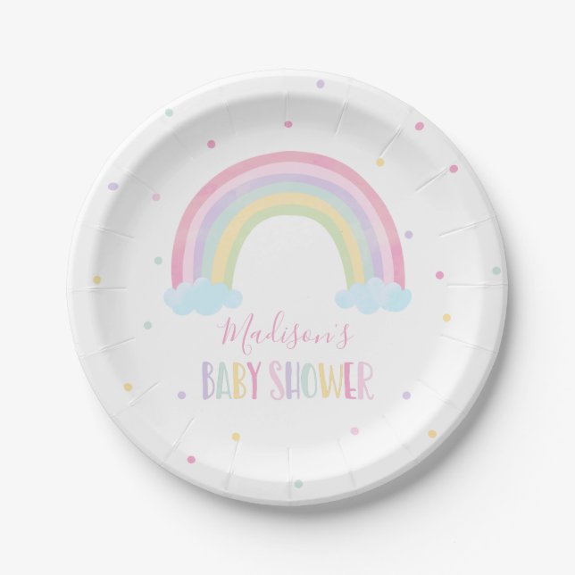 Plato De Papel Pastel Rainbow Baby Shower (Anverso)