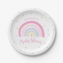 Plato De Papel Pastel Rainbow Baby Shower