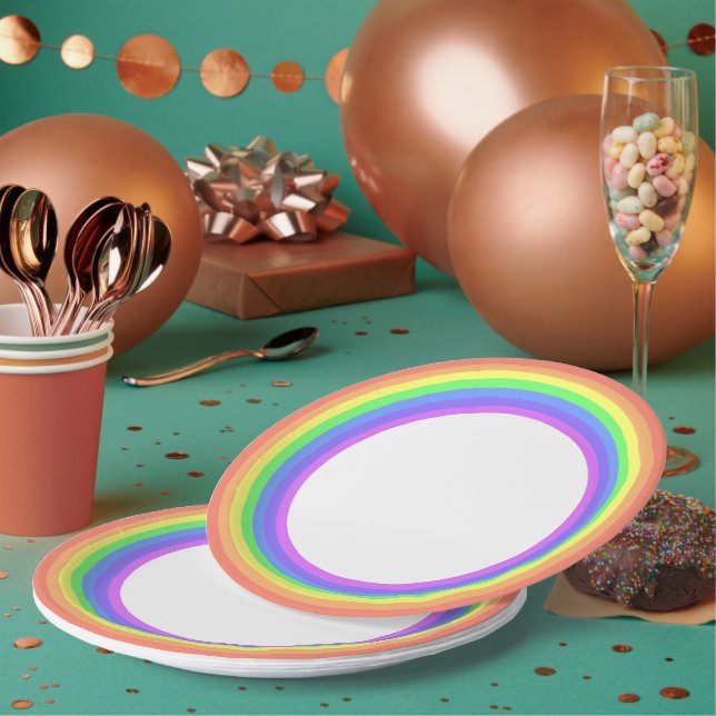 Plato De Papel Pastel Rainbow Fiesta (Multi)